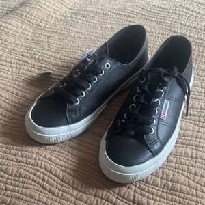 Superga Classic Black Leather Sneakers 39